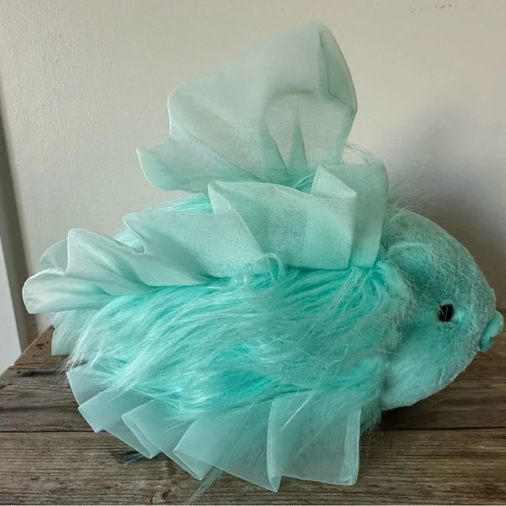 Jellycat Florrie Maflish Fish Plush RARE with faux fur and ruffles Teal NWT - Picture 3 of 10